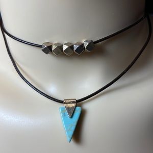 Gold Blue Stone Choker Necklace